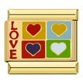 Charm Amo Corações Coloridos Gold - Blisca®