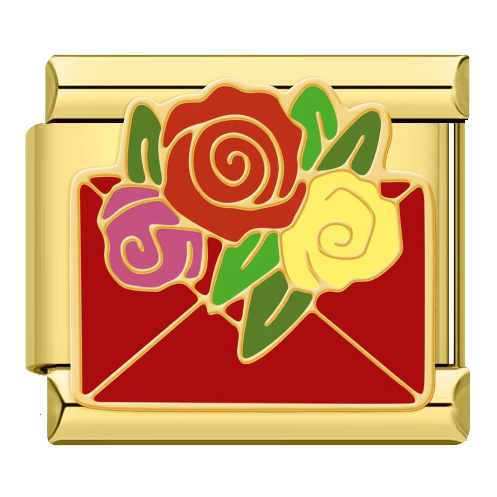 Charm Carta e Flores Gold - Blisca®