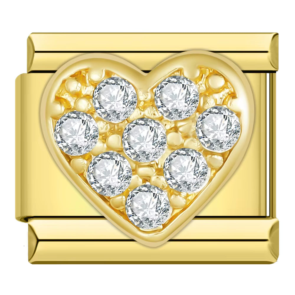 Charm Coração Cravejado Gold - Blisca®