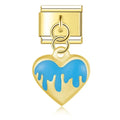 Charm Coração Flame Azul Claro Gold - Blisca®