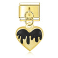 Charm Coração Flame Preto Gold - Blisca®