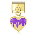 Charm Coração Flame Roxo Gold - Blisca®