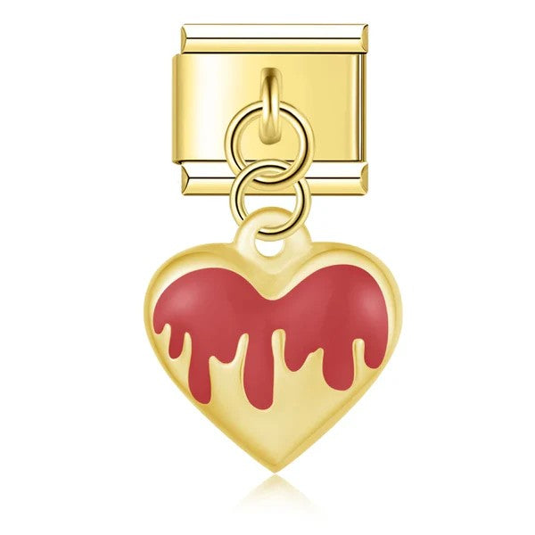 Charm Coração Flame Vermelho Gold - Blisca®