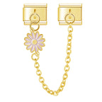 Charm Corrente Margarida Rosa Gold - Blisca®