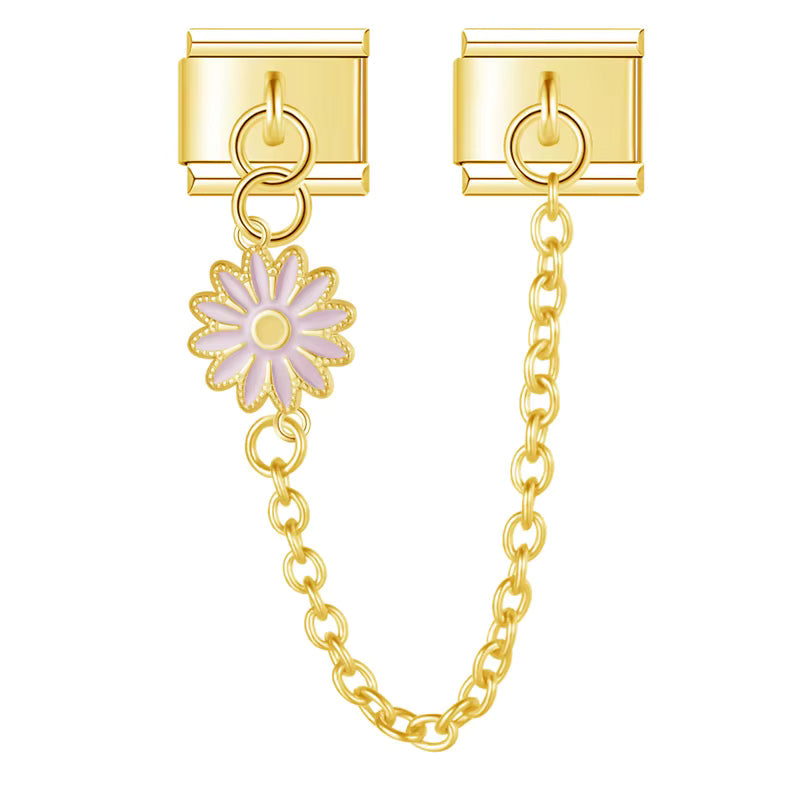 Charm Corrente Margarida Rosa Gold - Blisca®