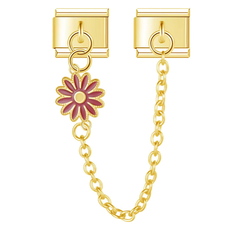 Charm Corrente Margarida Vermelha Gold - Blisca®