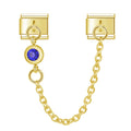 Charm Corrente Ponto de Luz Azul Escuro Gold - Blisca®