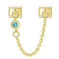 Charm Corrente Ponto de Luz Azul Gold - Blisca®