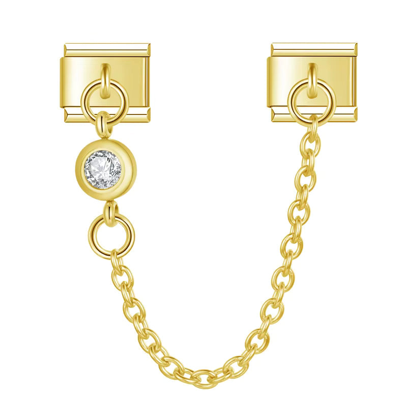 Charm Corrente Ponto de Luz Branco Gold - Blisca®