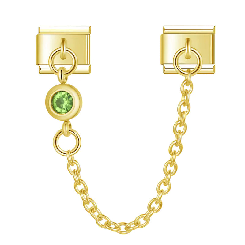 Charm Corrente Ponto de Luz Verde Gold - Blisca®