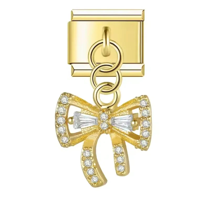 Charm Laço Cravejado Gold - Blisca®