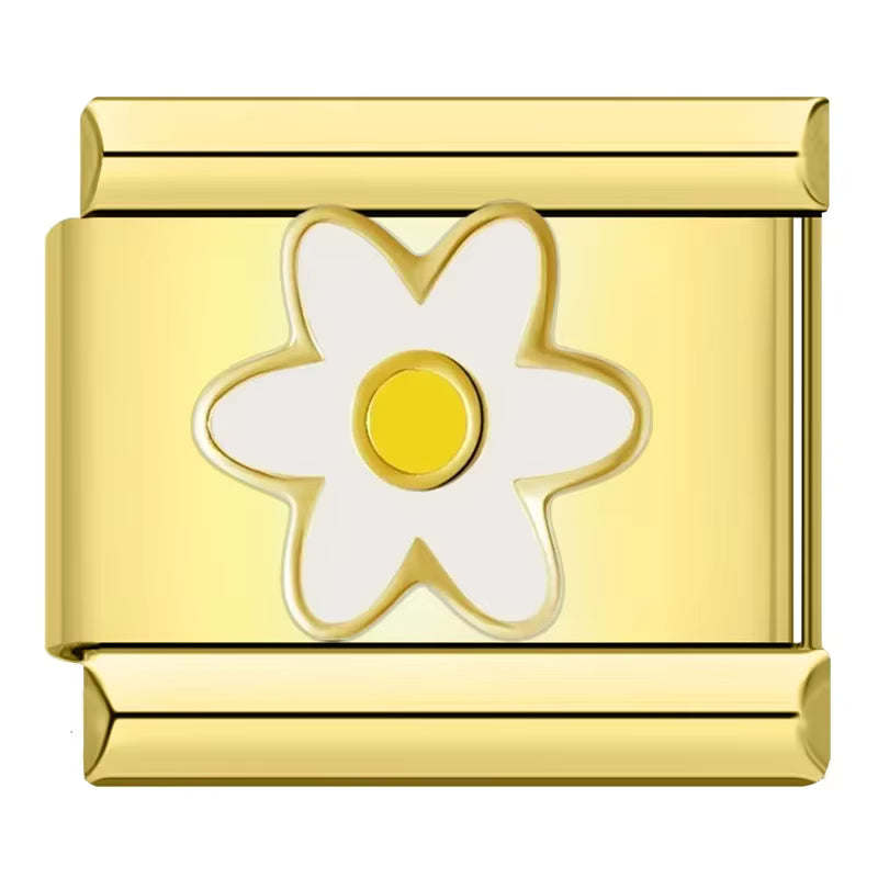 Charm Linda Margarida Branca Gold - Blisca®