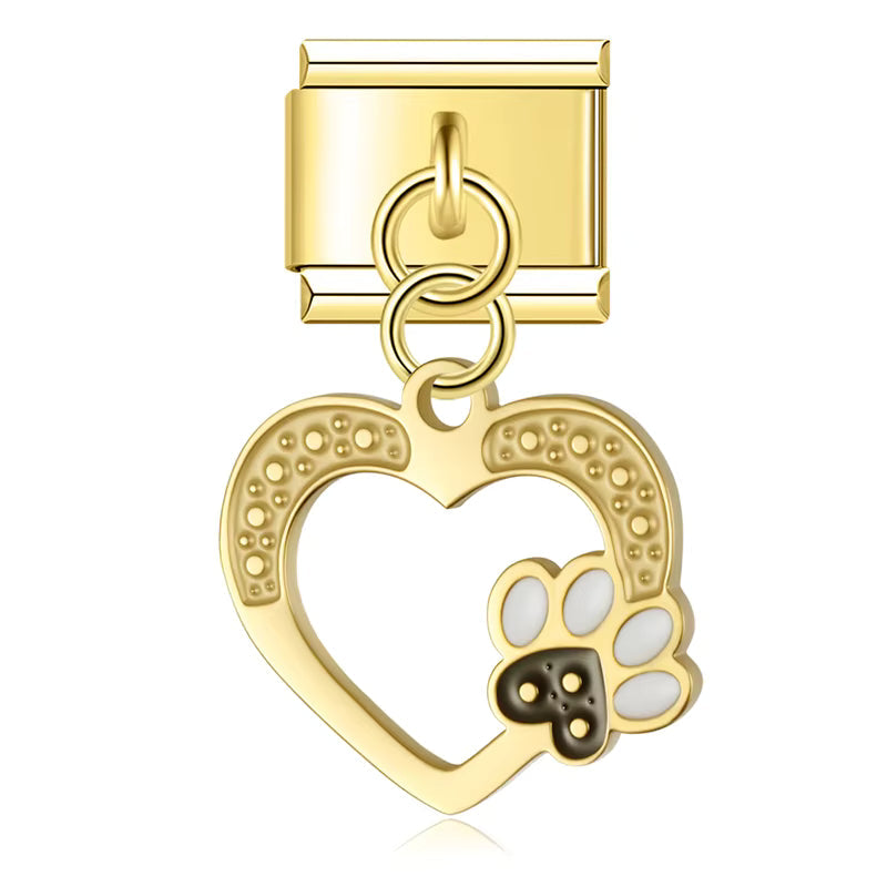Charm Pendant Coração e Patinha Gold - Blisca®