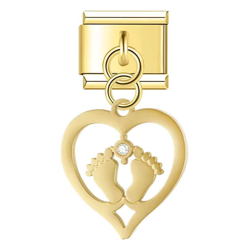 Charm Pendant Coração e Pezinho - Blisca®
