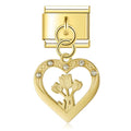 Charm Pendant Coração e Rosas Gold - Blisca®