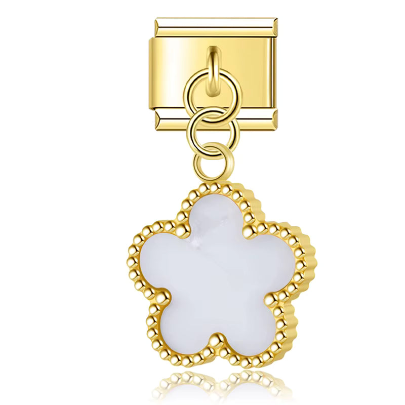 Charm Pendant Trevo Branco Gold - Blisca®