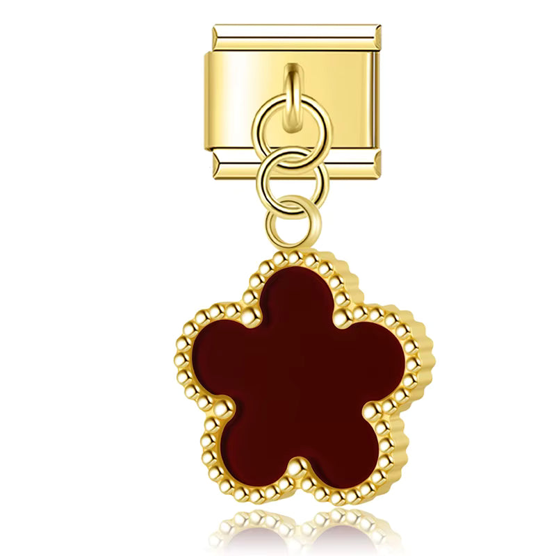 Charm Pendant Trevo Marrom Gold - Blisca®