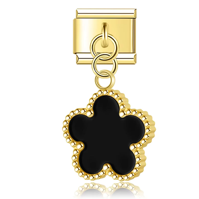 Charm Pendant Trevo Preto Gold - Blisca®