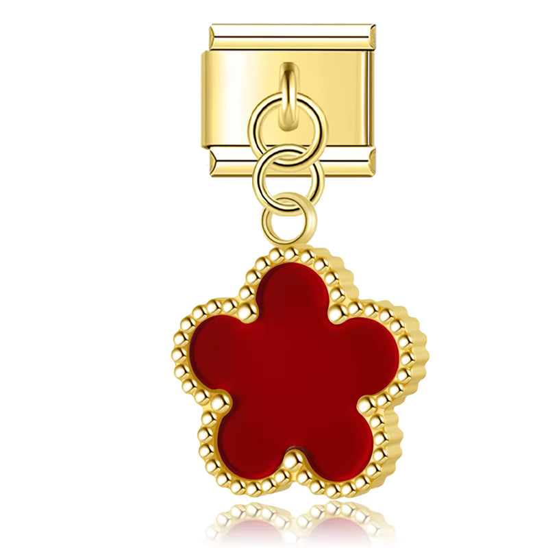 Charm Pendant Trevo Vermelho Gold - Blisca®