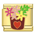 Charm Vaso com Flores Gold - Blisca®