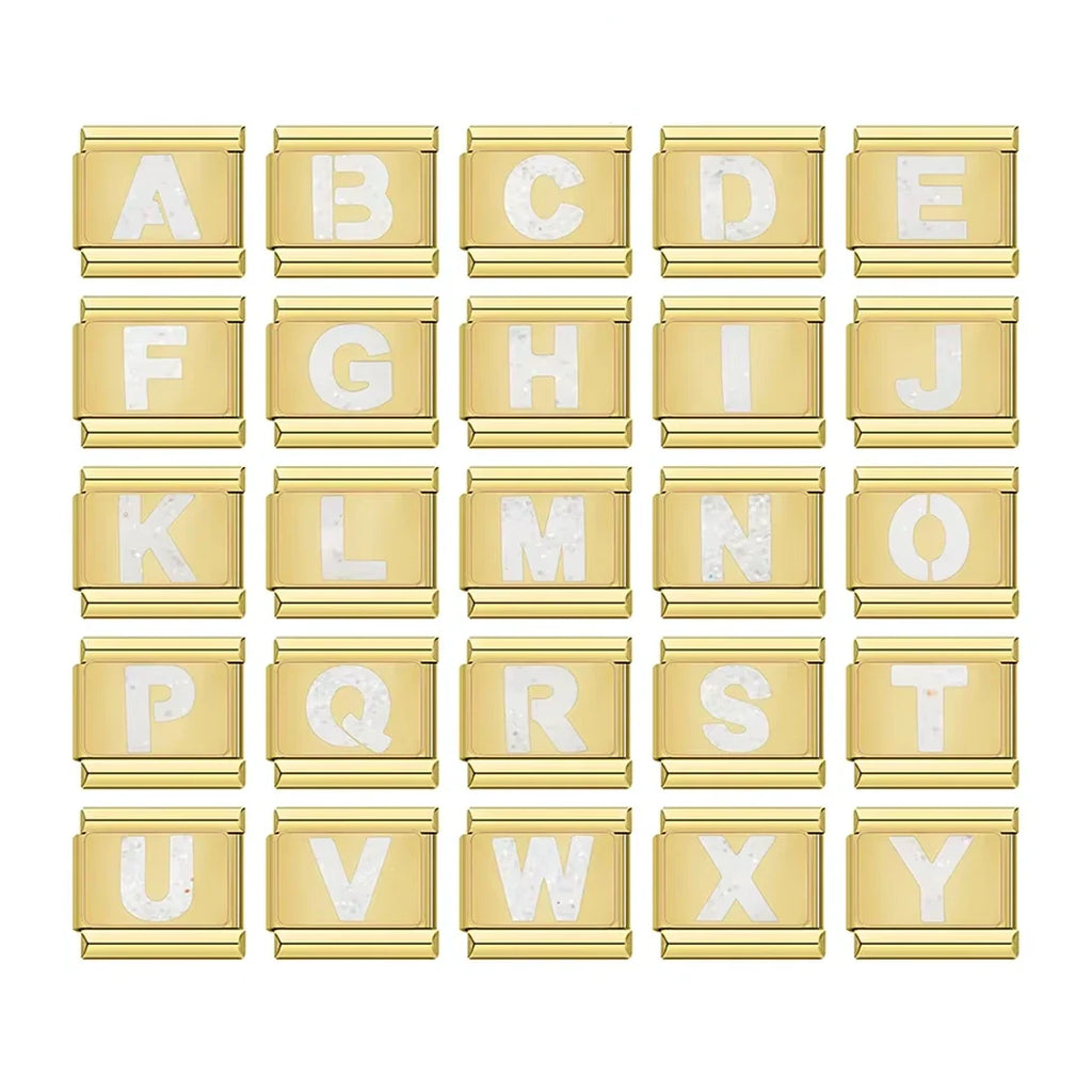 Charm Iniciais Dourado com Glitter - Blisca®