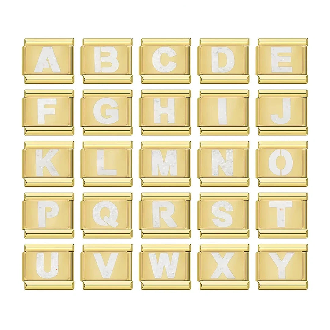 Charm Iniciais Dourado com Glitter - Blisca®