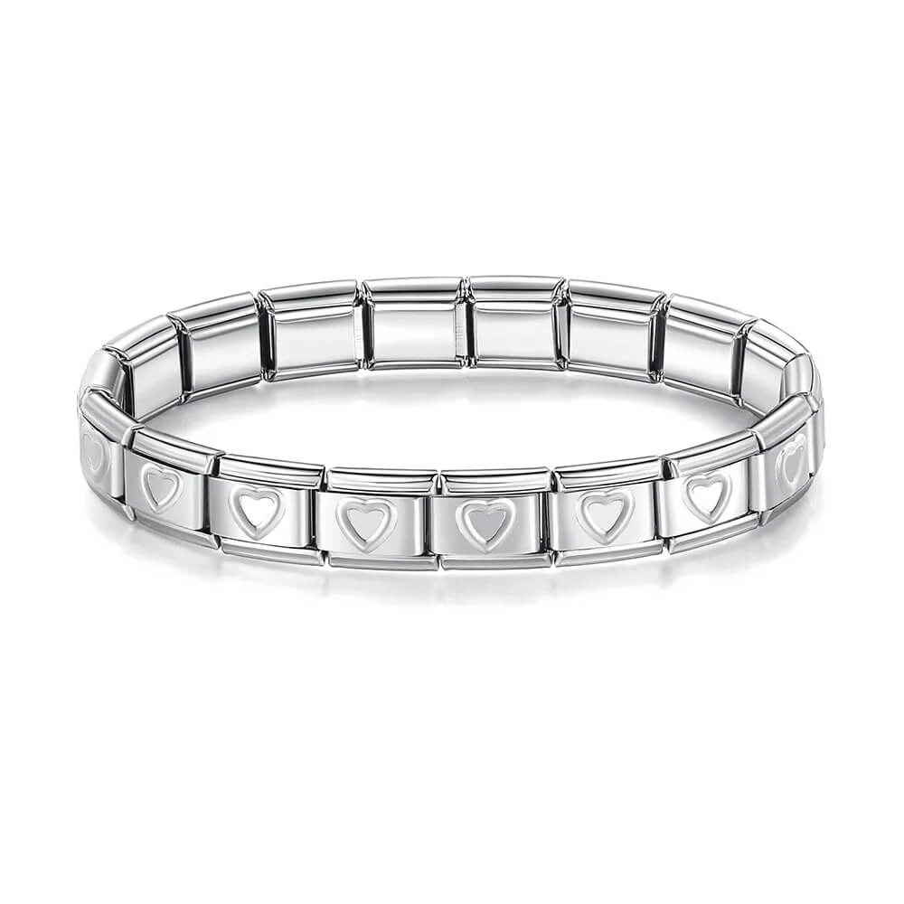 Pulseira Italiana de Charm Coração Vazado