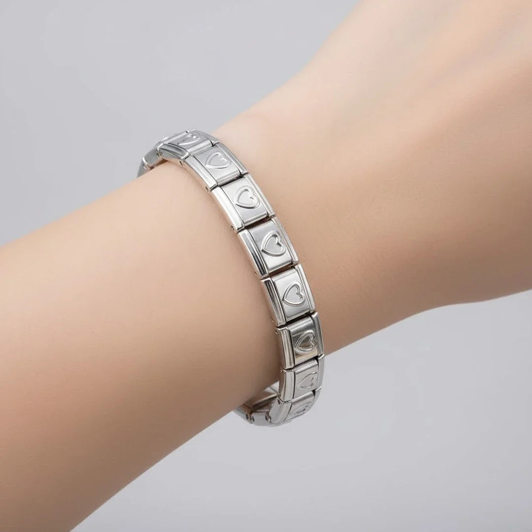 Pulseira Italiana de Charm Coração Vazado