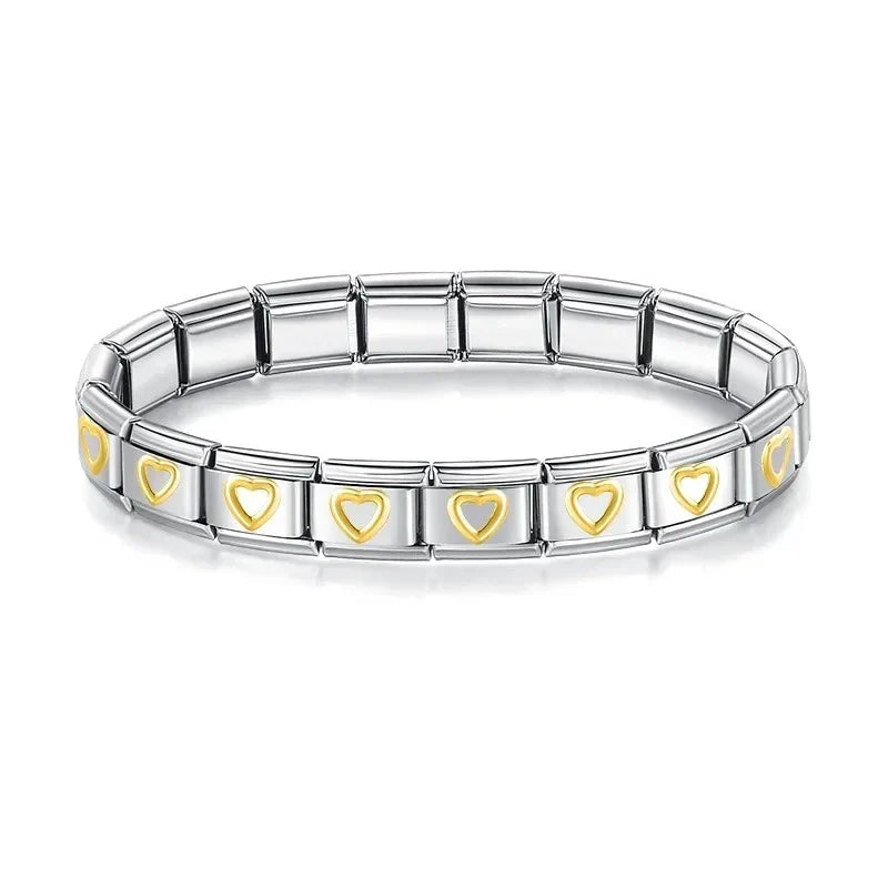 Pulseira Italiana de Charm Coração Vazado Gold