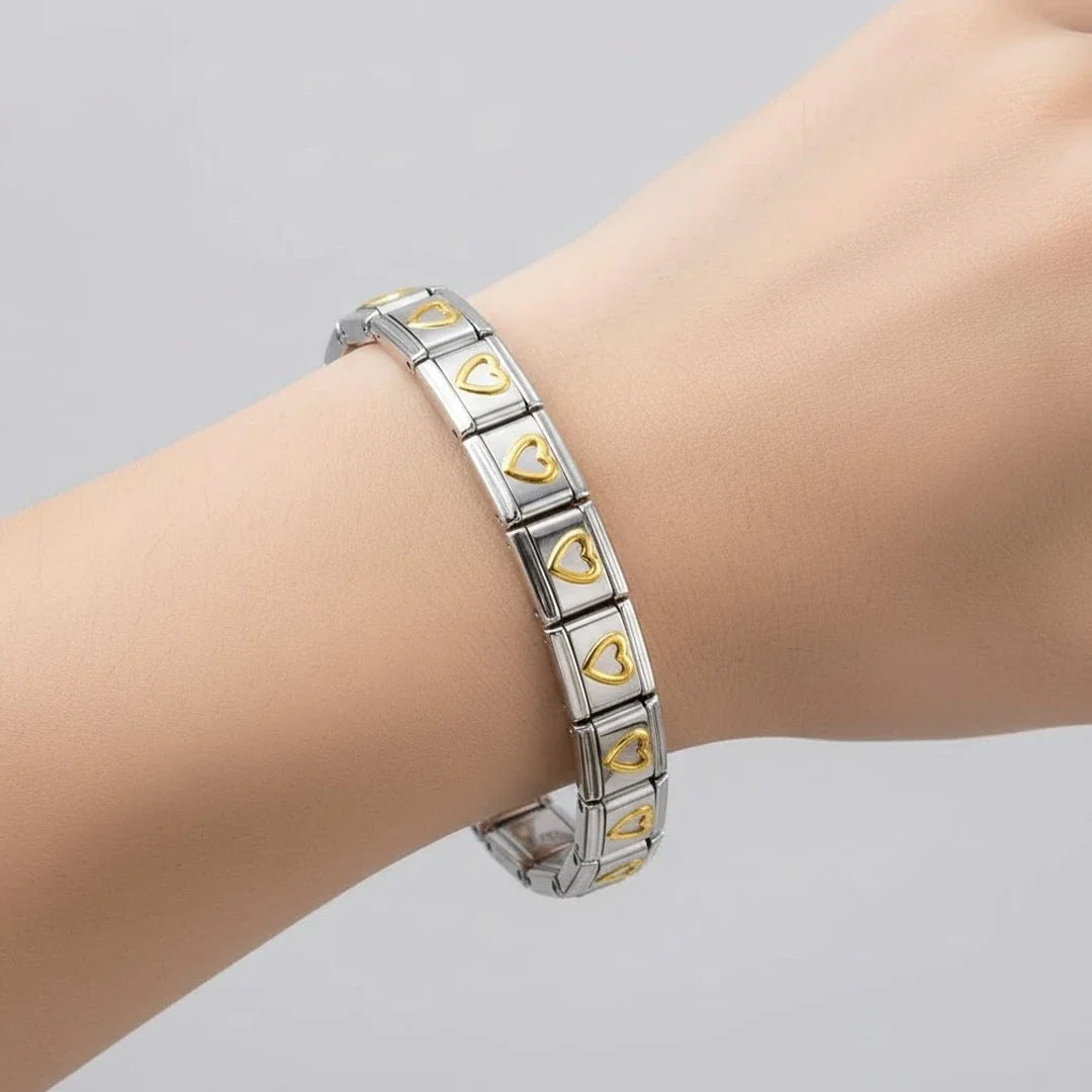 Pulseira Italiana de Charm Coração Vazado Gold