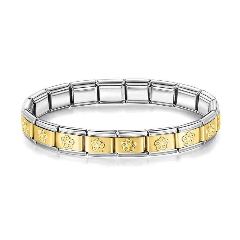 Pulseira Italiana de Charm Linda Flor Line Gold