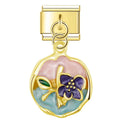 Charm Pendant Medalha Gold Flores - Blisca®
