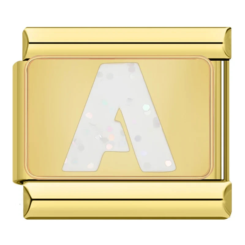 Charm Iniciais Dourado com Glitter - Blisca®